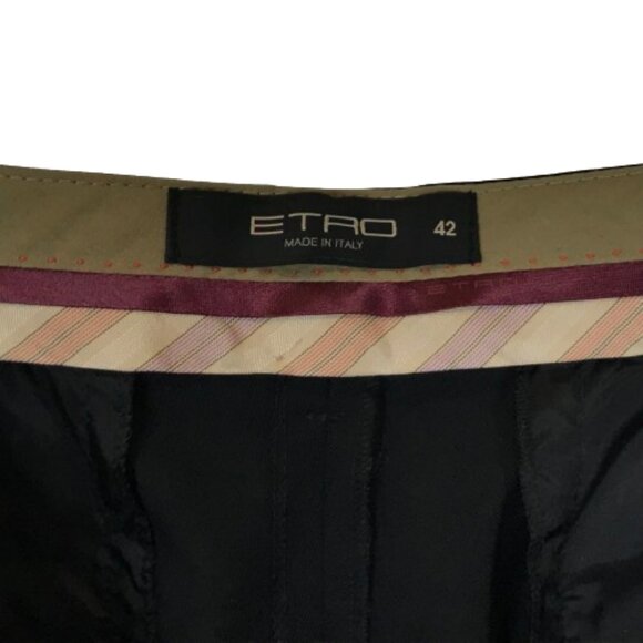 Womens Size 6 6x33 ETRO Black Stretch Wool Italian Slim Leg Dress Trouser Pants - Picture 2 of 3